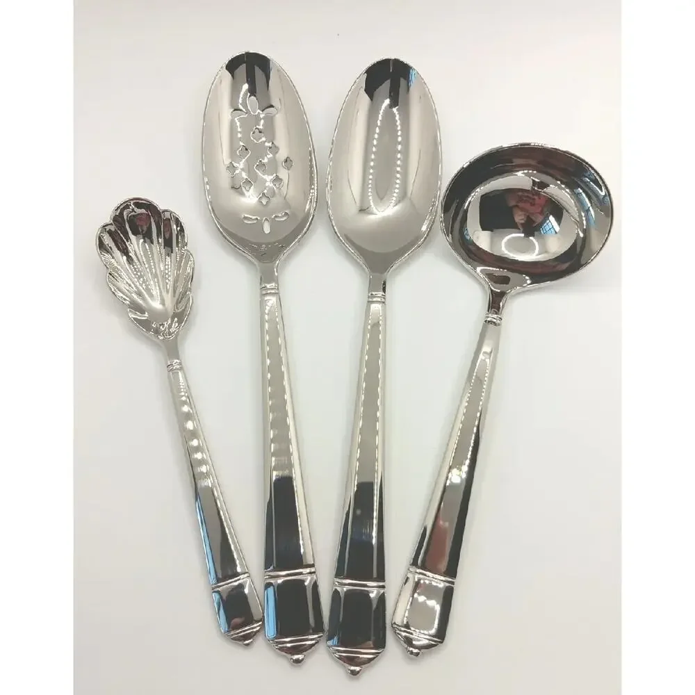 LENOX Kirk Stieff Cannonade Hostess Serving 4 pc Set Stainless Flatware NIB VTG